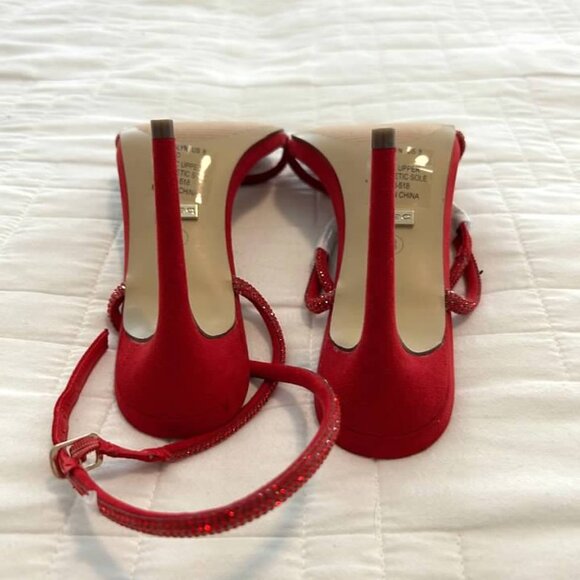 BEBE Red Spakly Wrap Heels BN - Picture 2 of 6